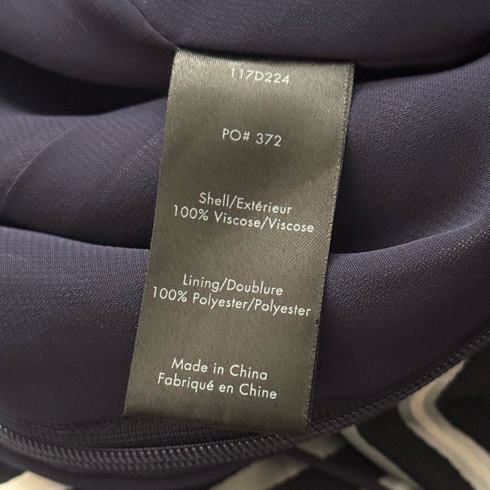 ELIZABETH AND JAMES Jewel Striped Satin & Crepe Midi Navy White Dress Size 4 - Picture 11 of 11